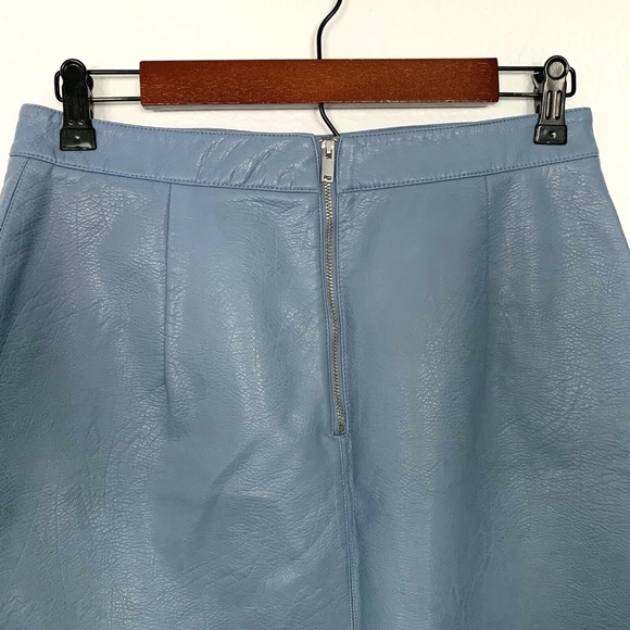 Zara Pastel Blue Faux Leather Mini Skirt - Picture 7 of 8